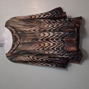 Dressbarn size 2X women's multicolor micro pleated blouse beaded neckline.